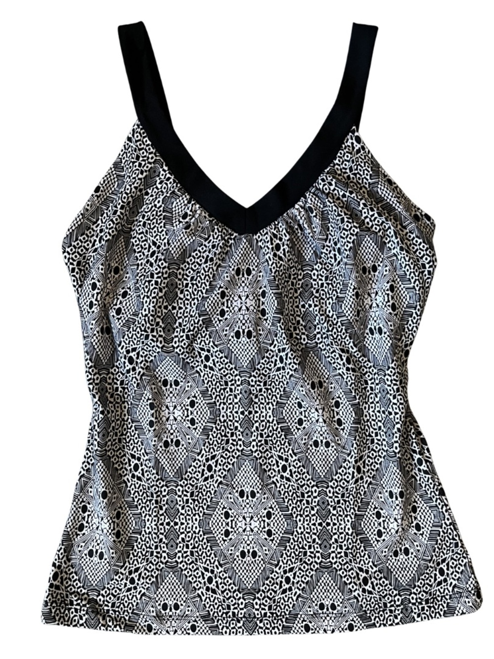 prAna Athletic Yoga Tank Top Small Black White Boho Geometric Sustainable Comfy